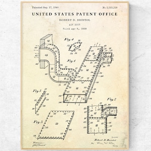 Air Duct 1940 Patent Print. HVAC Invention Ventilation Box Blueprint Wall Art Poster, Mechanical Engineering Gift, Man Cave Industrial Decor