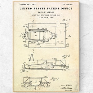 Pontoon Boat 1972 Patent Print. Blueprint Poster. Boating Wall Art. Lake House Nautical Decor, Boater, Fisherman Gift
