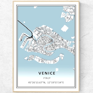 Venedig Karte Print, moderne Karte Wandkunst, Italien Reise Geschenk Poster