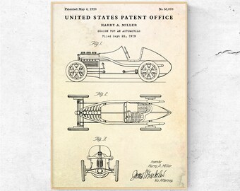1920 Automobile Patent Print, Vintage Sports Car Blueprint, Garage, Man Cave Wall Art