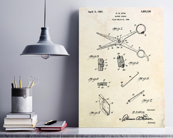 Gifts For Hairdressers 1930 Scissors Hair Stylist Salon Posters Patent Art Print