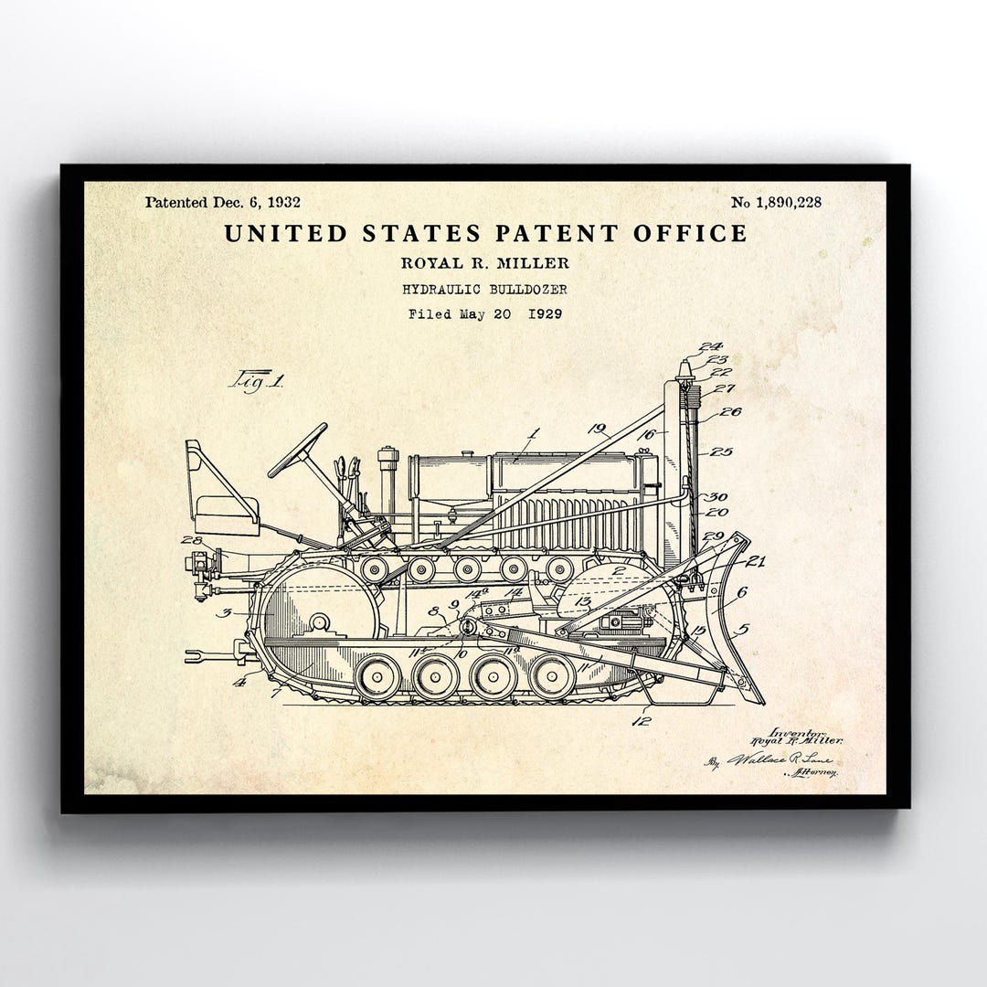 Bulldozer 1932 Patent Print. Earthmoving, Grading Inventions Blueprint ...