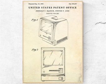 Apple Macintosh 1986 Patent Print. First Personal Computer Blueprint Poster. Home, Office Vintage Decor, Geek Gift, Nerd Wall Art
