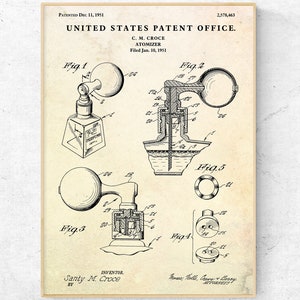 Atomizer Patent Print. Perfume Wal Art. Blueprint Poster. Hairdresser Salon Decor Barber Gift Barber Wall Art