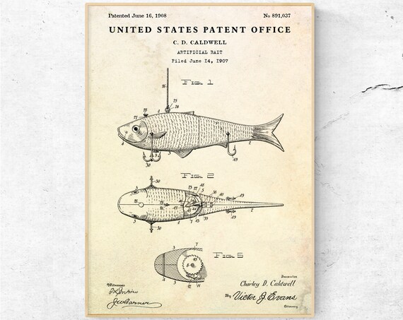 Fischkder Patent Print. Vintage Blueprint Wand-Kunst-Plakat. Fischer  Geschenke. Boot Dekor - Etsy sterreich