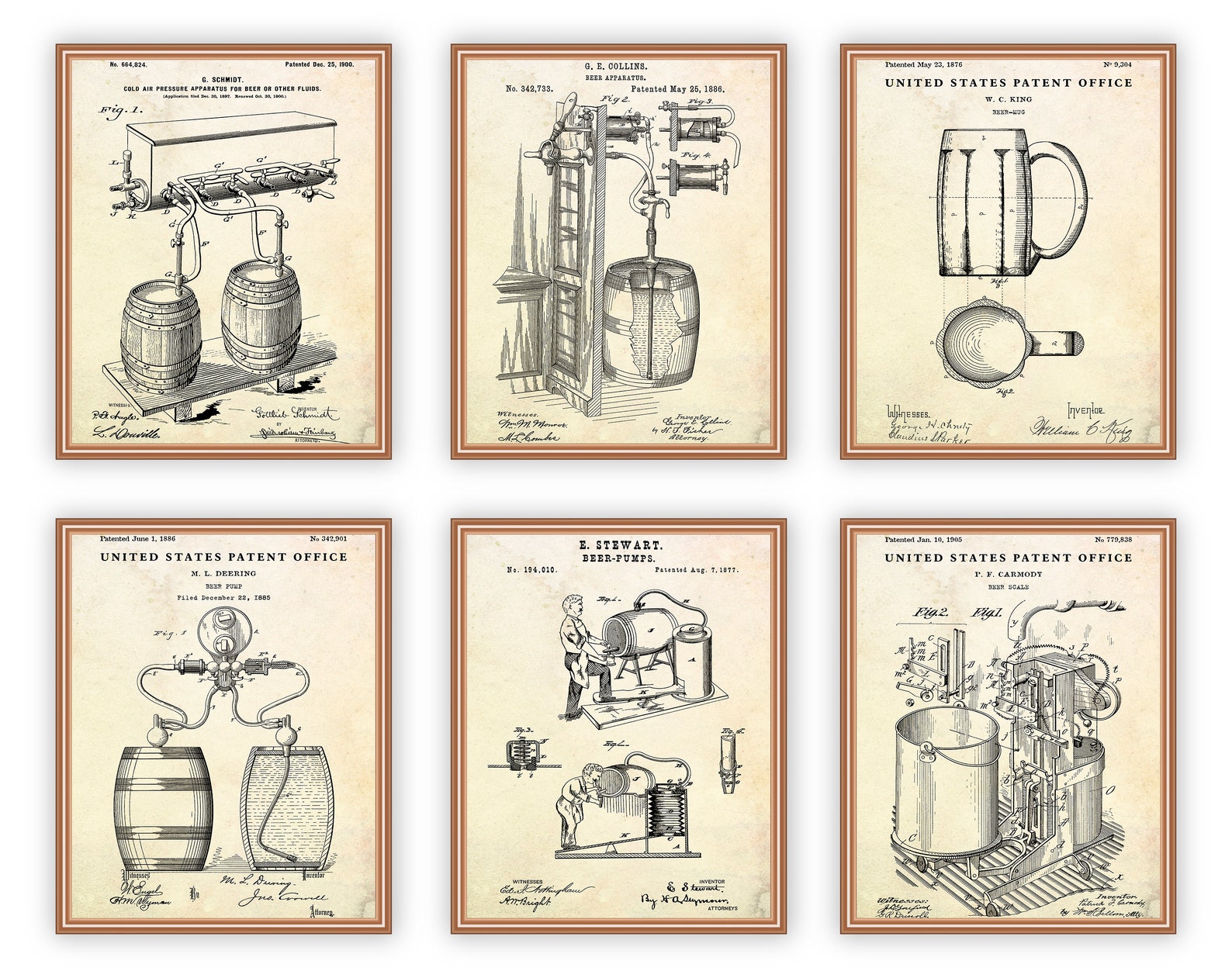 Beer Patent Posters, Inventions Blueprint, Men Cave Wall Art, Bar, Pub ...