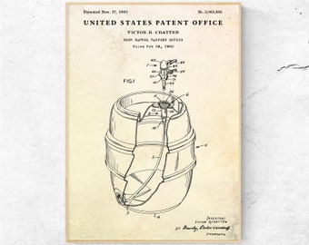 Beer Keg 1962 Patent Print. Beer Barrel Blueprint Poster. Beer Lover GIft, Man Cave Wall Art, Brewery Vintage Decor