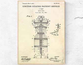 Dress Form Patent Print, Vintage Sewing Blueprint Art