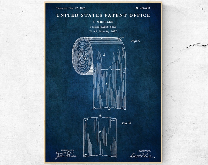 Toilet Paper 1891 Patent Print. Bathroom Vintage Wall Art. Inventions ...