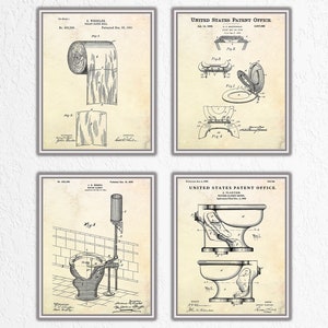 Stampe d'arte brevettate per WC, insegna del gabinetto, bagno, decorazione della parete del bagno, set di 4 poster del progetto del bagno