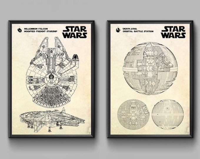 Millennium Falcon Star Wars Poster Blueprint Version 2 (A2 = 420mm*594 ...