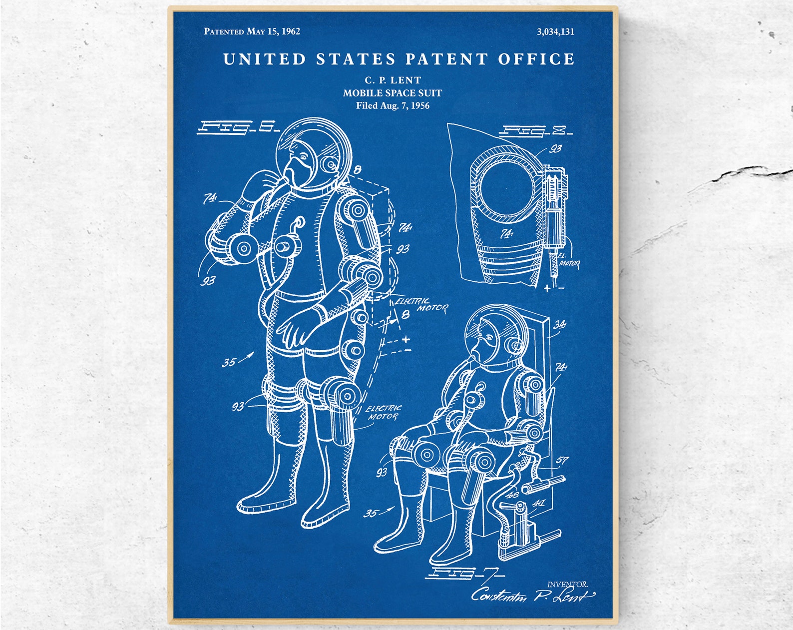 Space Suit Patent Print, Astronaut Travel Wall Art, Inventions ...