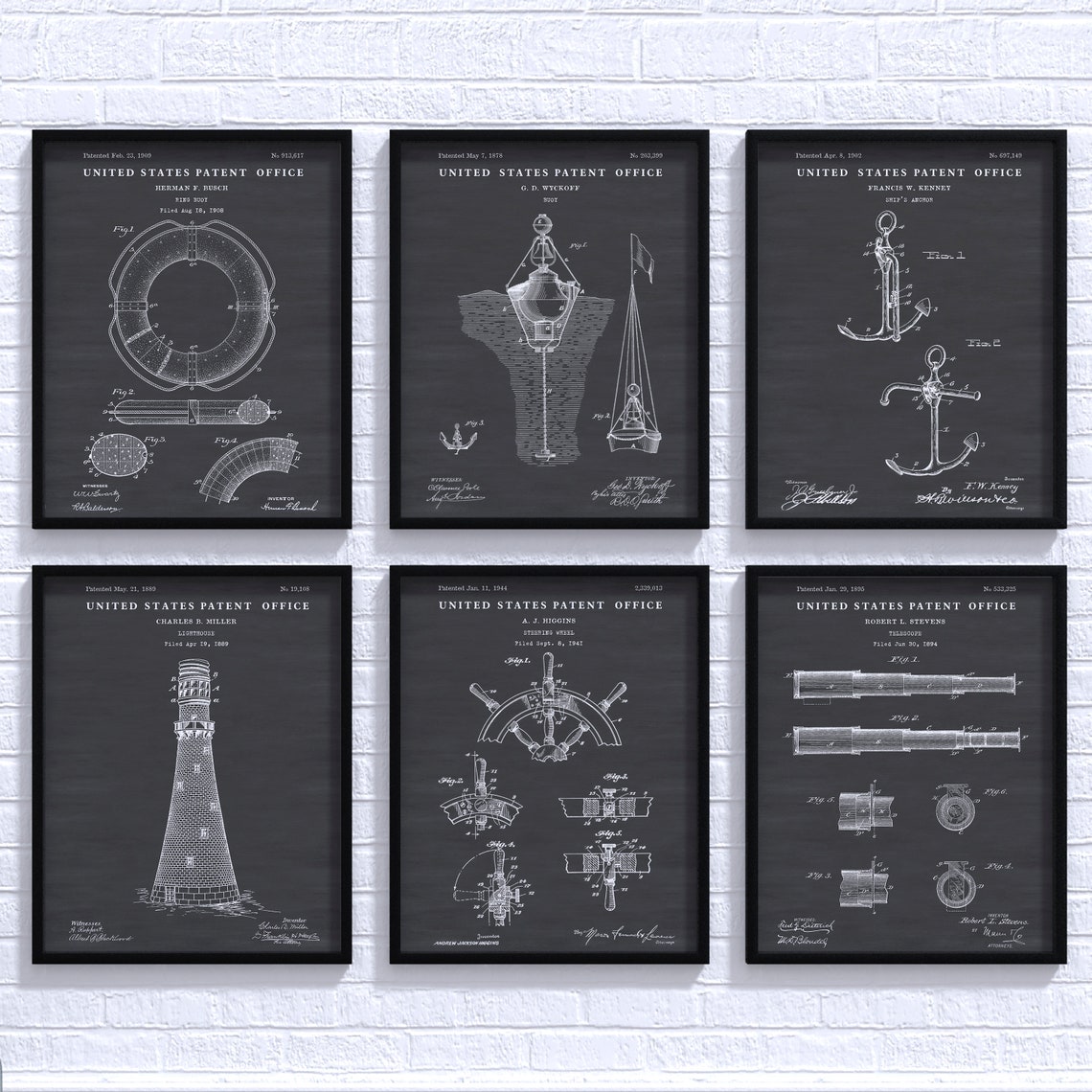 Nautical Art Prints: Maritime Patent Posters Blueprint, Ship, Boat Wall ...