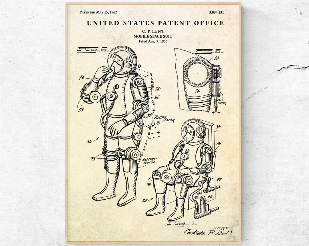 Space Suit Patent Print, Astronaut Travel Wall Art, Inventions ...