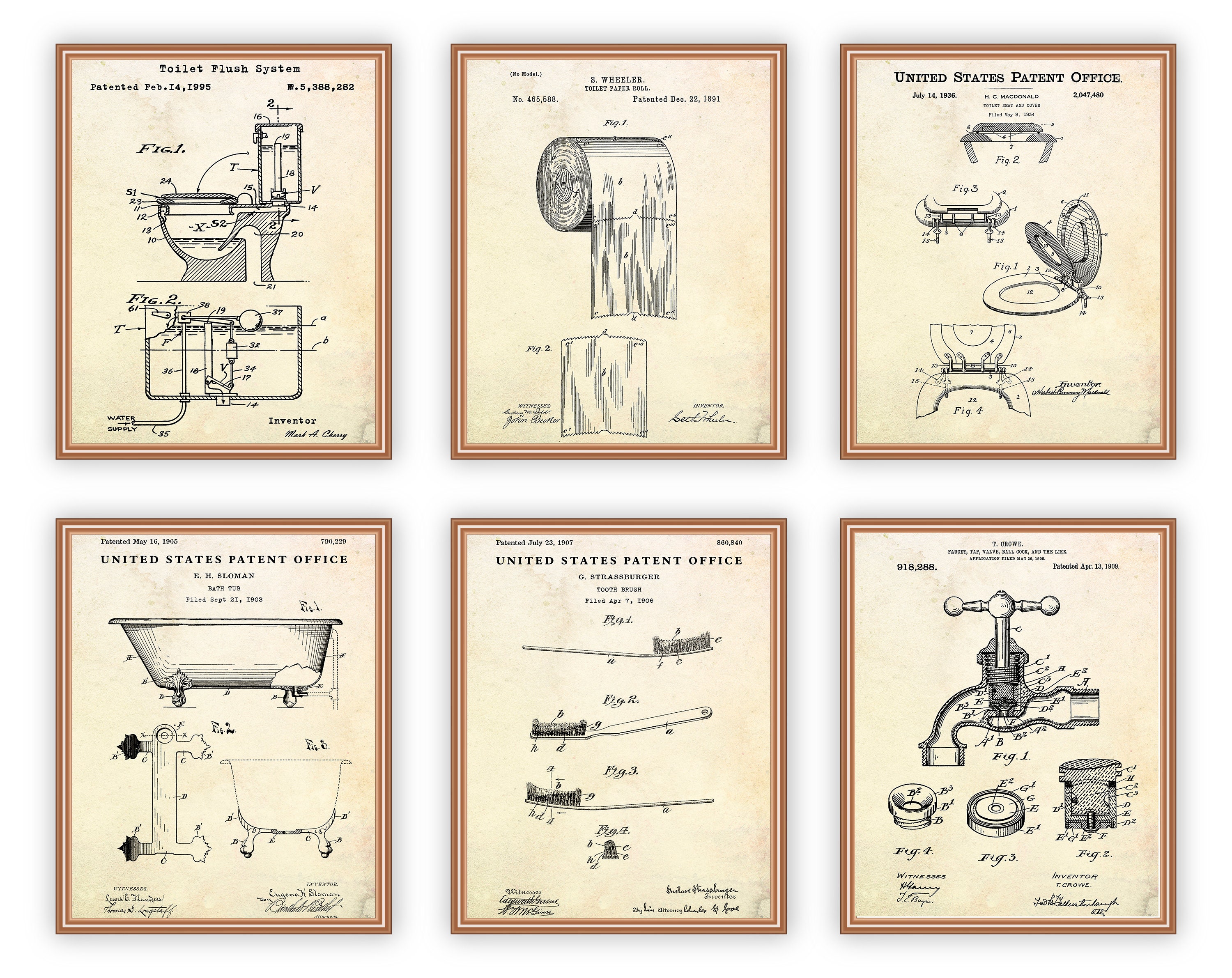 Bathroom Patents Set Patent Vintage - Etsy