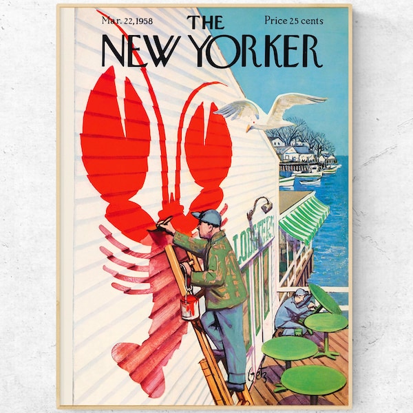 Impression de couverture de magazine de voyage. Art mural vintage. Affiche de plage. 22 mars 1958