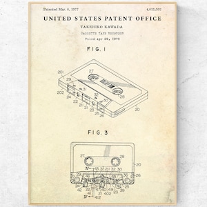 Tape Cassette Patent Print. Musik Dekor Vintage Poster. Blaupause Wandkunst