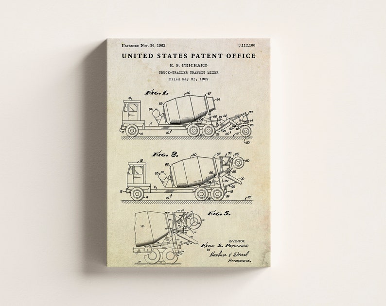 Concrete Mixer 1963 Patent Print. Cement Truck Invention, Transit Mixer ...