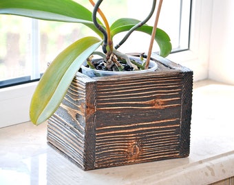 6.7''x5.5'' Rustic wood planters box Wood garden box Wooden Succulent Box Herb Box Farm box Rustic flower pot Rustic outdoor decorations