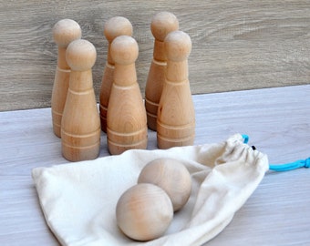 Mini Wood Bowling Game Set For Kids Wooden Bowling Pins And Balls For Children Outdoor Game Nursery Game Gift For Baby