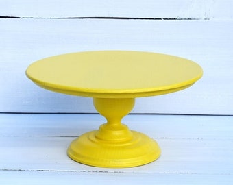 Yellow wood cake stand for smash cake session, baby shower, first birthday party, wedding. Cake base diameters 8'' 10'' 12''