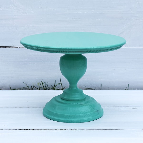 10'' 12'' TURQUOISE Wood Cake Stand Wooden Cupcake Holder Baby Shower Decorations Wedding Candy Bar Decor Pie Pedestal Cake Display Smash