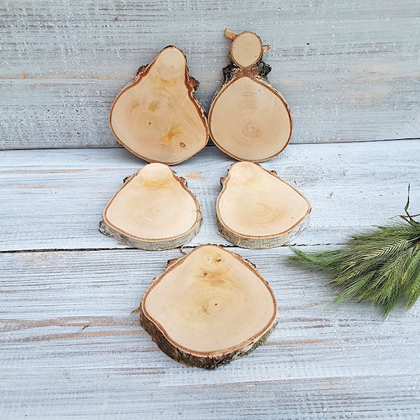 5 Birch wood slices for rustic wedding / baby shower / birthday table decoration