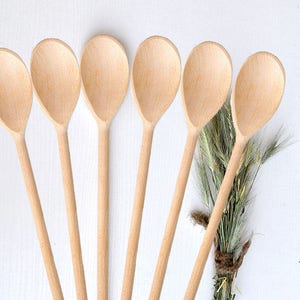 Set 6 Große Holzlöffel zum rühren Langer Holzlöffel Rustikale Kochlöffel Küchenutensilien aus Holz
