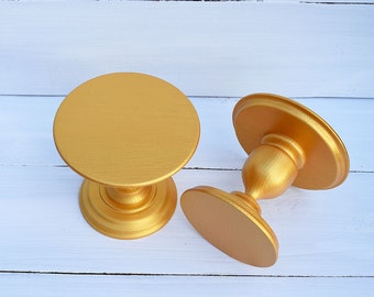 Gold wood cake stand for wedding, baby shower, birthday, smash cake. Set of 2pcs. Cake plate 8''