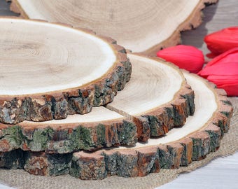12''-13'' OAK wood slices for wedding centerpieces Wood cake stand rustic Wooden cupcake stands Rustic baby shower decorations Wood slabs