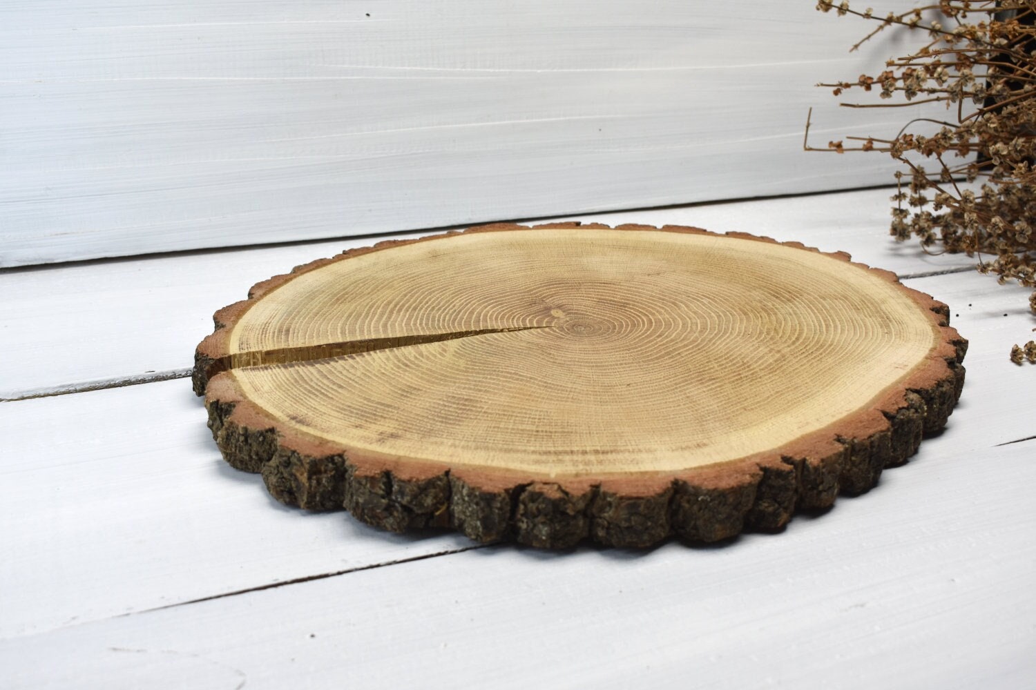 6 Pack Wood Slices 12-13.5 Inch Large Wood Rounds Tree Bark Wood Slices for  Cent