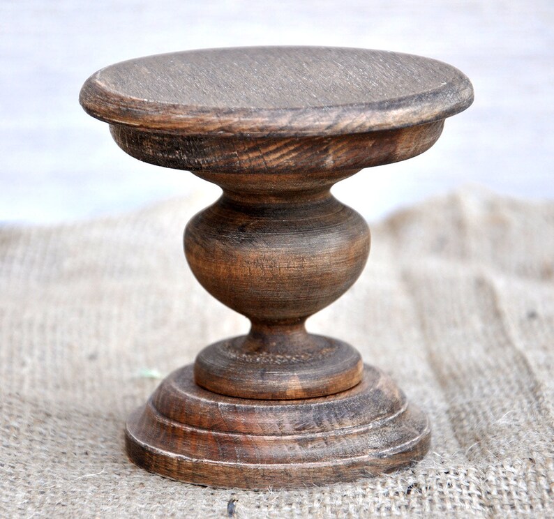 Rustic wood cupcake stand for wedding, birthday, baby shower table decoration. Cake base 4 inches in diameter Dark brown