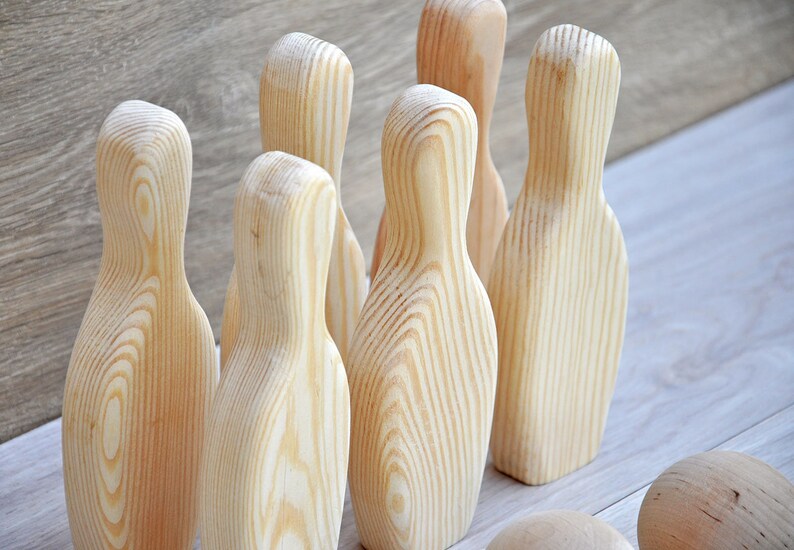 Mini Wood Bowling Game Set for Kids Wooden Bowling Pins and - Etsy