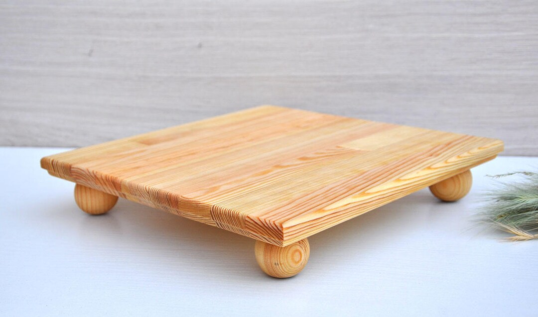 12'' Natural Wood Cake Riser Wooden Serving Platter Rustic Cupcake ...