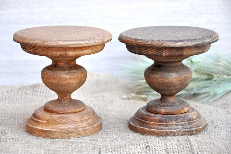 Rustic wood cupcake stand for wedding, birthday, baby shower table decoration. Cake base 4 inches in diameter image 5