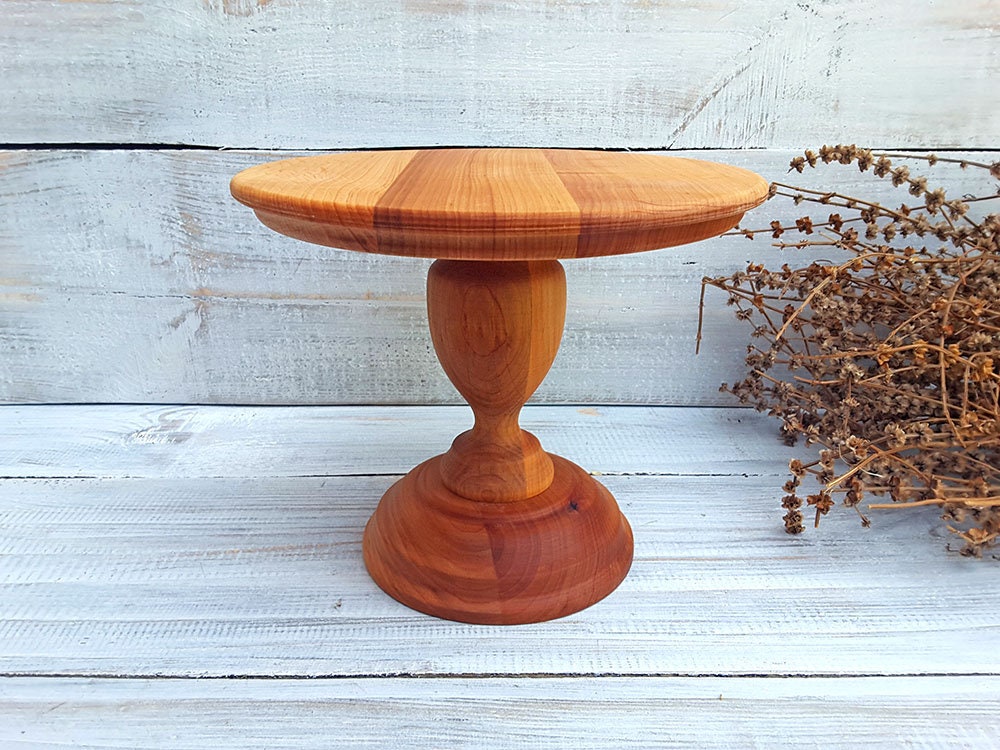 10'' 12'' Natural Wood Cake Stand Wooden Etsy
