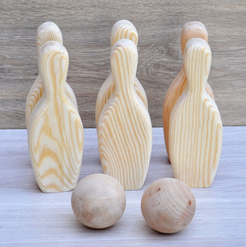 Mini Wood Bowling Game Set for Kids Wooden Bowling Pins and Balls for