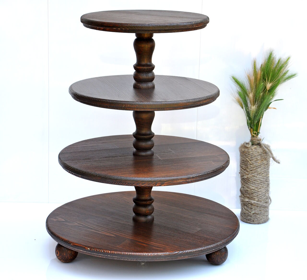 4tiered rustic wood cake stand demountable Brown wedding cake Etsy