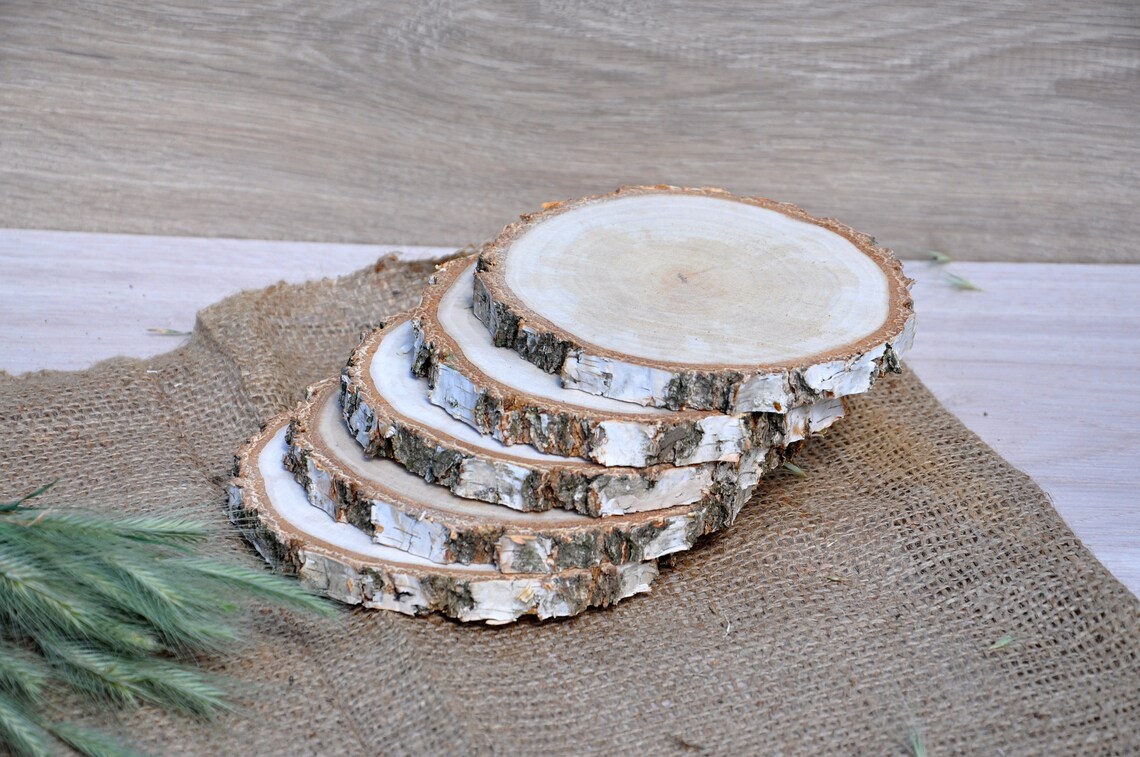 10 Tranches De Bois Naturelles - Décoration Mariage Champêtre - Fait Main - France - Taille Moyenne