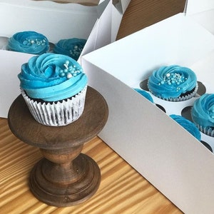 Rustic wood cupcake stand for wedding, birthday, baby shower table decoration. Cake base 4 inches in diameter image 2