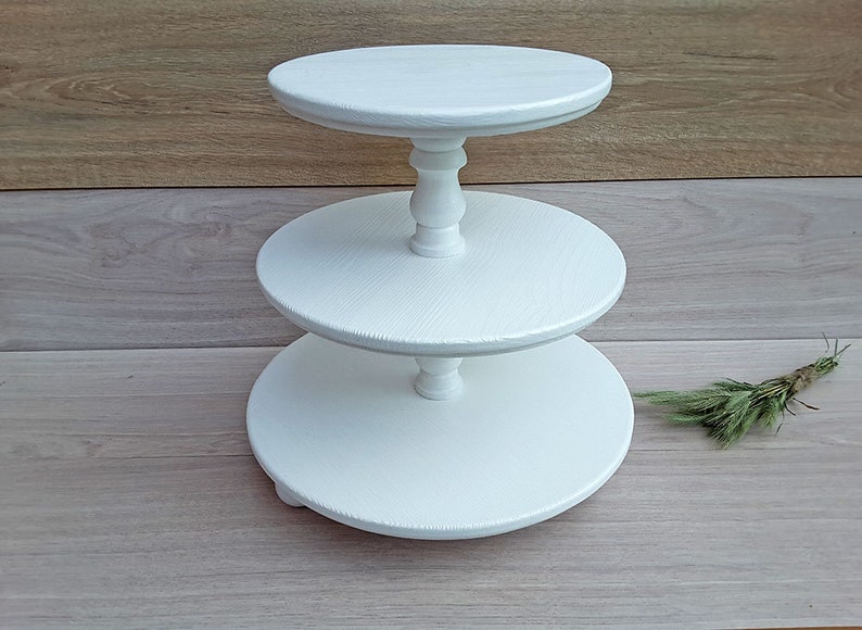 3 Tiered White Wood Cupcake Stand For Wedding Demountable Etsy