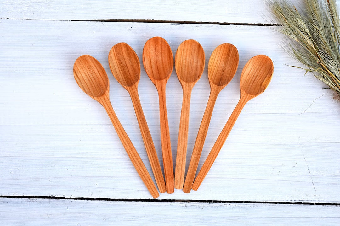 Set of 6 Tea Wood Spoons Small Wooden Spoons Set Oak Spoons for Kids