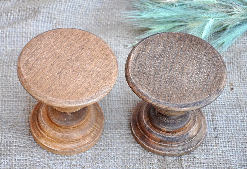 Rustic wood cupcake stand for wedding, birthday, baby shower table decoration. Cake base 4 inches in diameter image 7