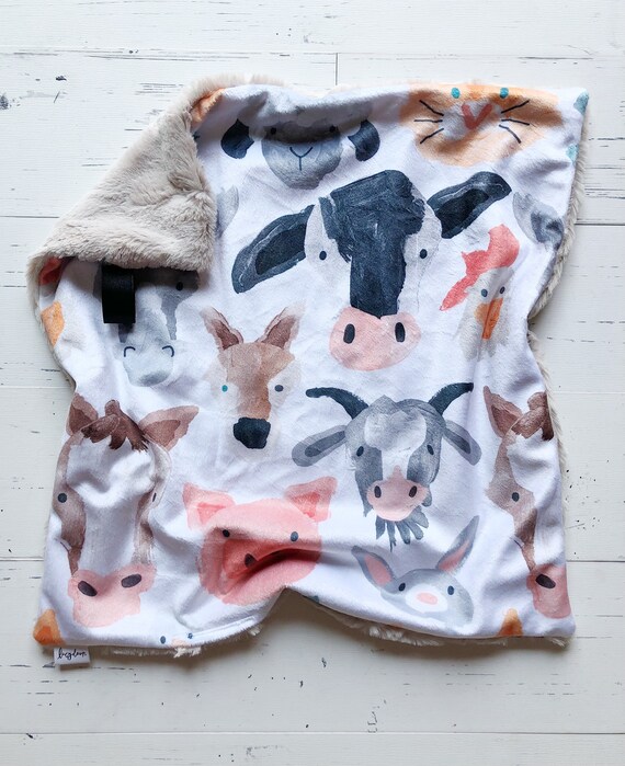 Farm Animal Lovey, baby animal blanket, boy baby blanket, girl baby blanket, gender neutral baby gift, neutral baby present, farm theme