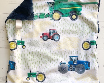 Tractor Lovey, john deere baby blanket, baby boy gift, first birthday gift, minky baby blanket