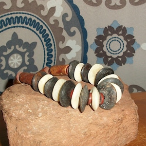 Primitive Bone Pipestone Bead Necklace