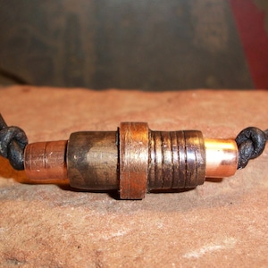 Men&#39;s Hand Forged Oxidized Copper Leather Necklace