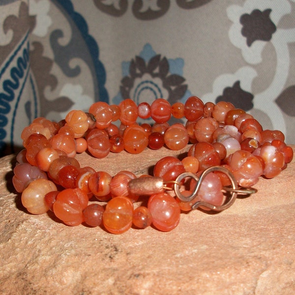 Old Carnelian Naga Melon Bead Necklace