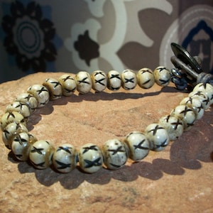 Herren Tribal Knochen LederArmband