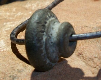 Ancient Clay Spindle Whorl Leather Necklace